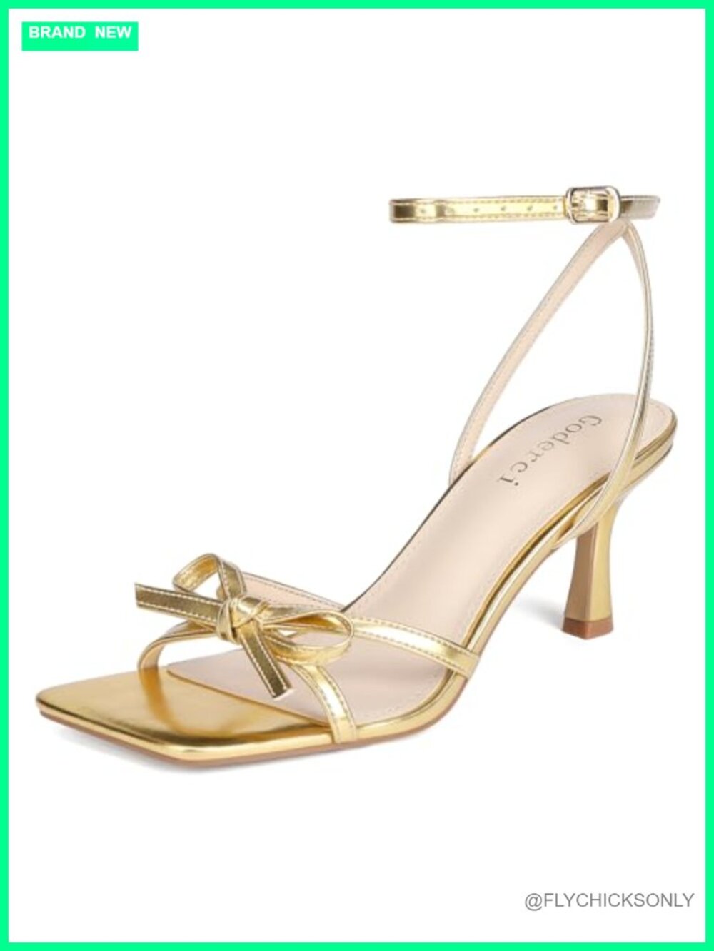Kitten Heels with Bow Strappy Square Toe Heeled Sandals